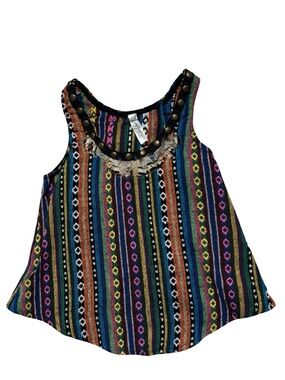 Gypsy Junkies Girl’s Multicolor Native Artsy Striped Tank & Stud Detail Sz 10-12